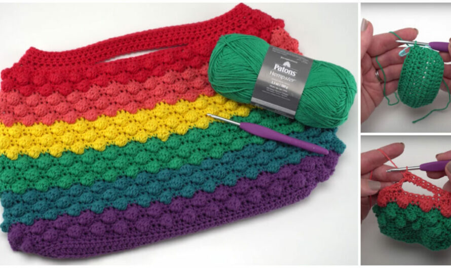 Crochet Rainbow Bobble Bag Pattern and Tutorial