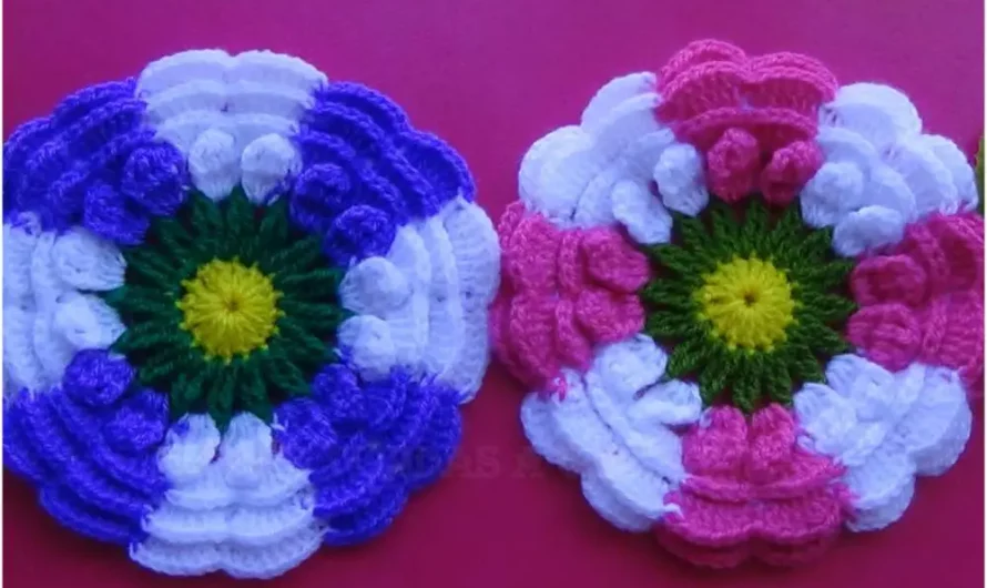 Colored Crochet Flower Free Pattern