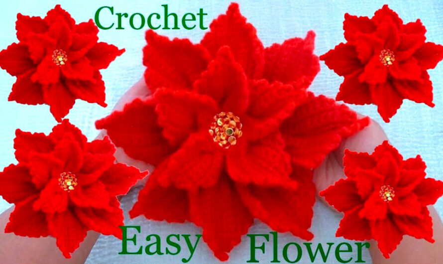 How to make poinsettia flowers with a single crochet strap