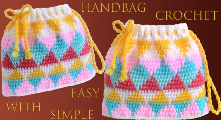 CROCHET RAINBOW COLORED BAG WITH TRIANGLES