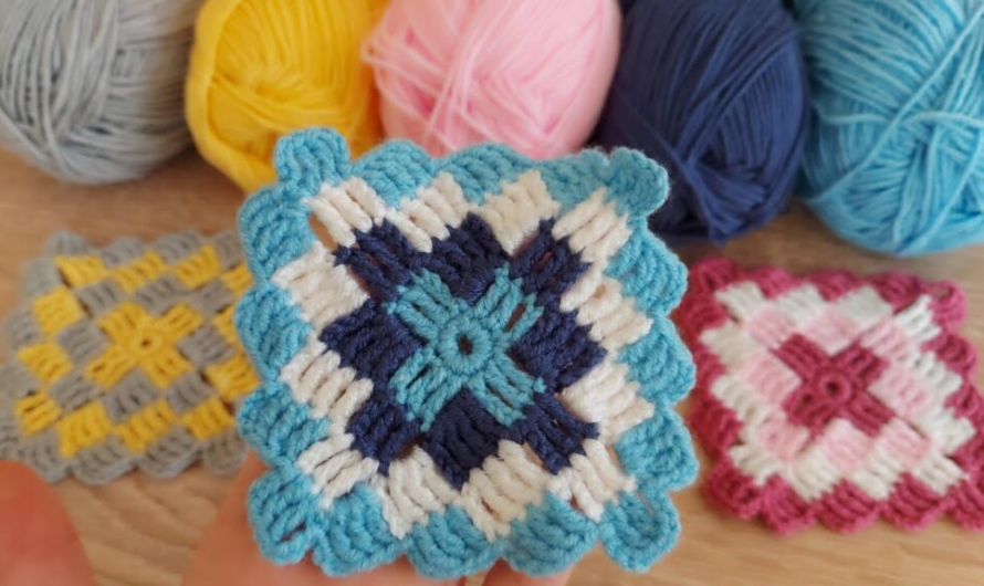 Crochet very beautiful knitting motif blanket making