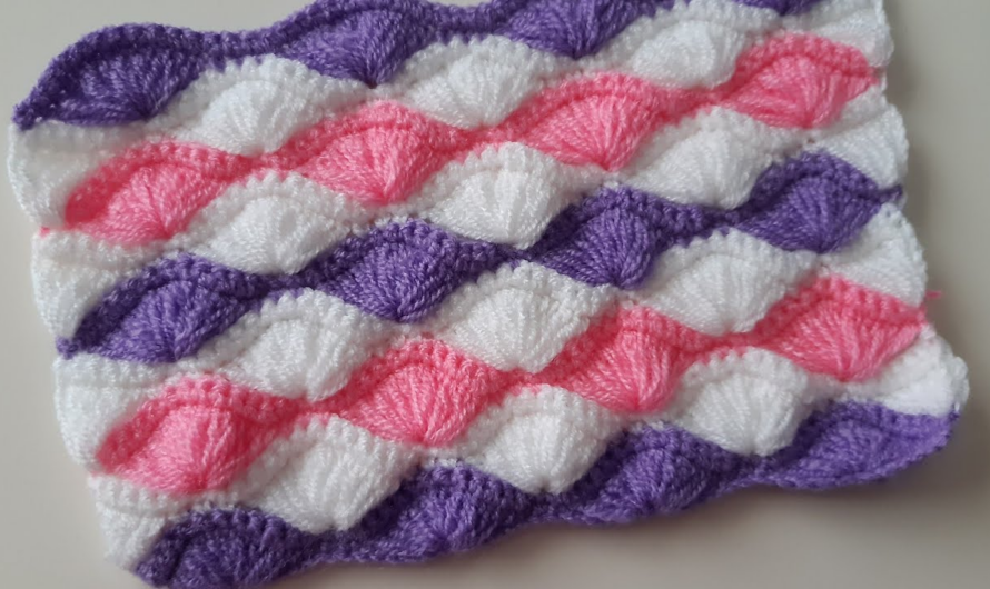 Crochet three colors baby blanket