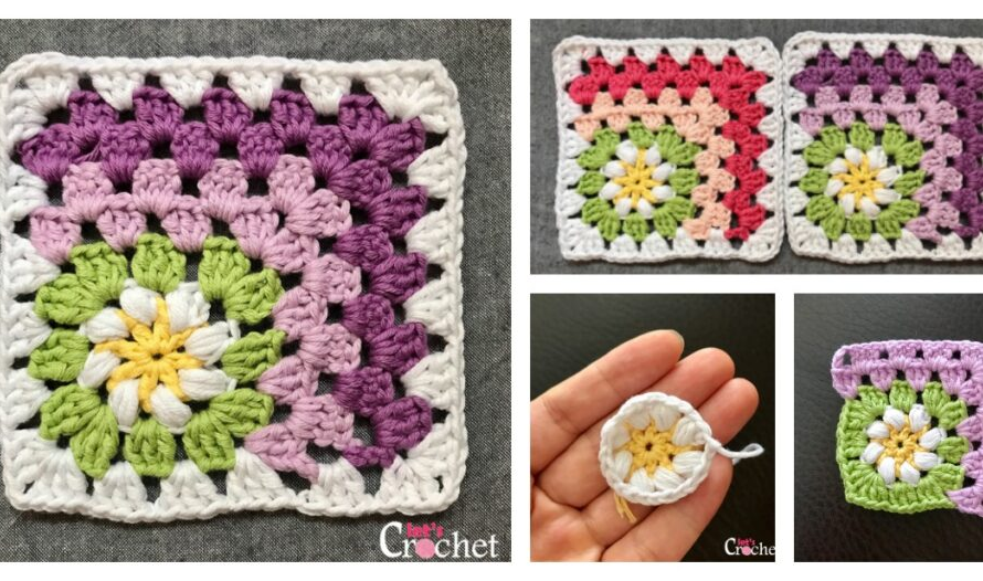 Crochet Mitered Daisy Blanket