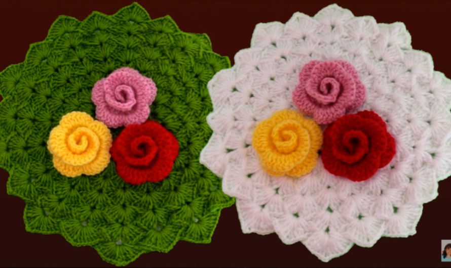 Crochet knitting Knitted fans interleaved in relief for doilies
