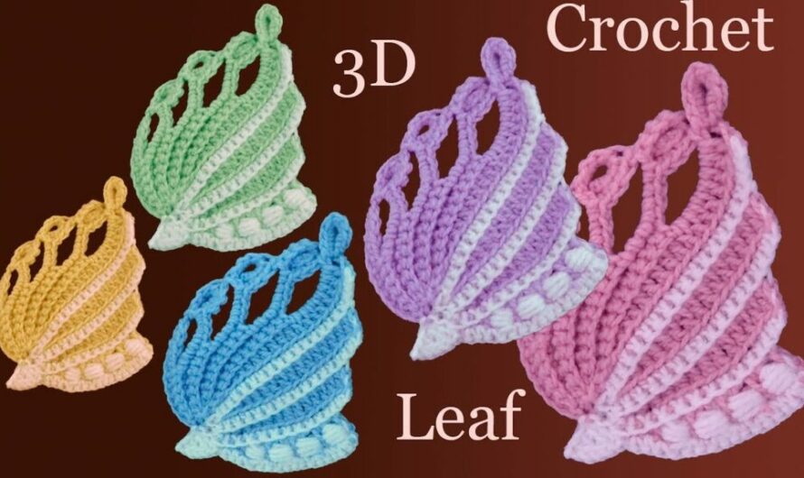 CROCHET BEAUTIFUL LEAF APPLIQUE