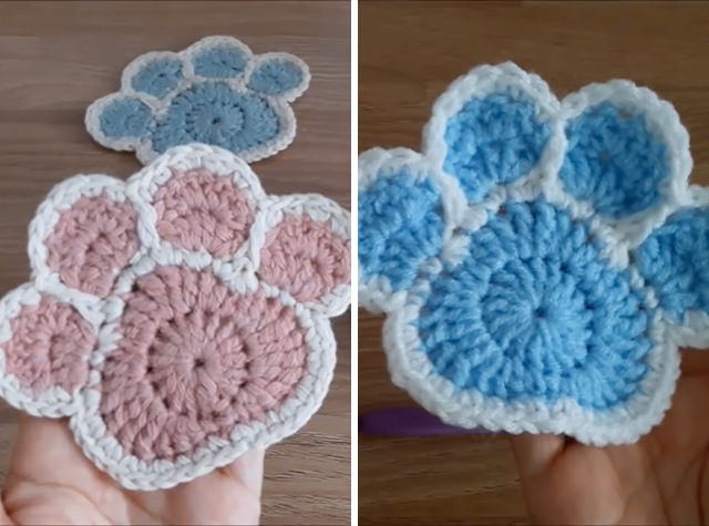 CROCHET PAW COASTER YOU CAN MAKE EASILY