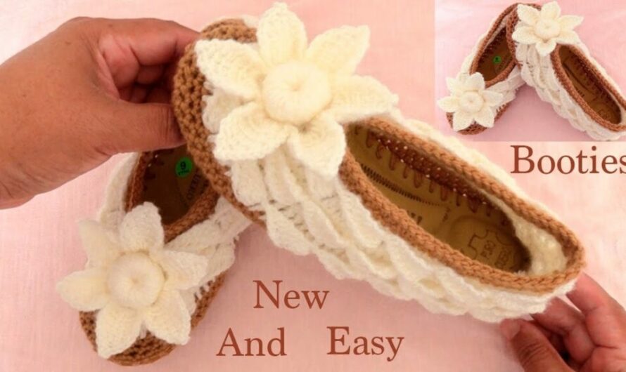 CROCHET SHOES WITH 3 D FLOWER