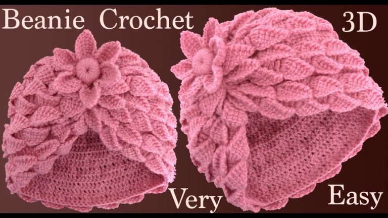 HOW TO CROCHET BEANIE WITH 3D LEAF STITCH