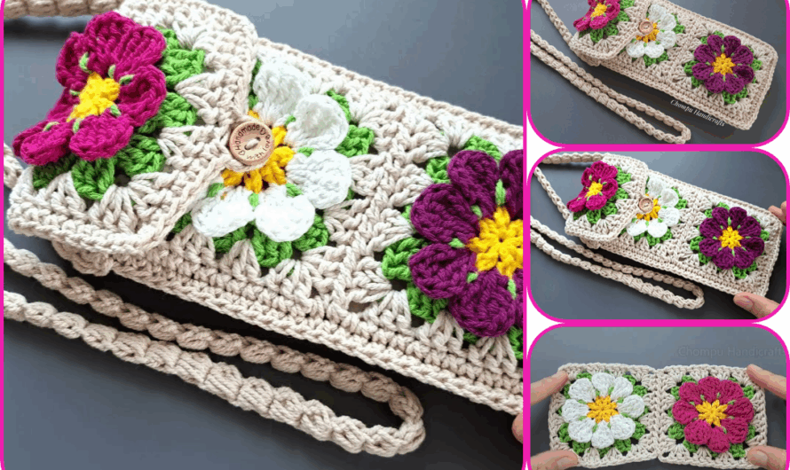  How to Crochet a Flower Granny Square Phone Bag