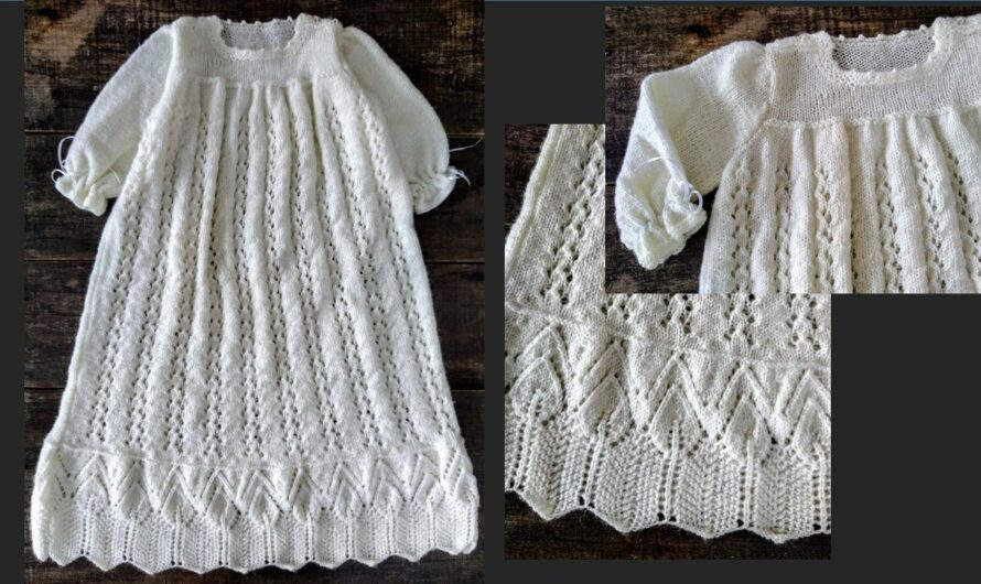 Knitted Christening Gown/Dress for Baby
