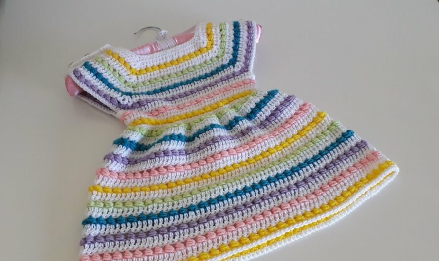 How to crochet a dress for a girl “beaded rainbow dress”