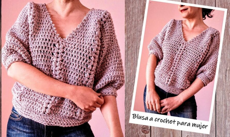 Crochet V-neck blouse for women Step by step!!