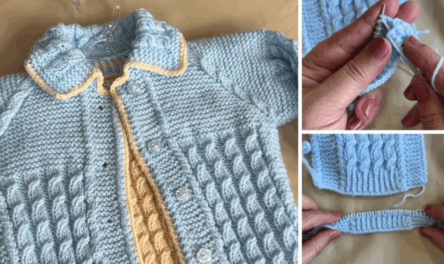 How to Knit a (0-3 Month) Size Baby Cardigan Jacket Sweater