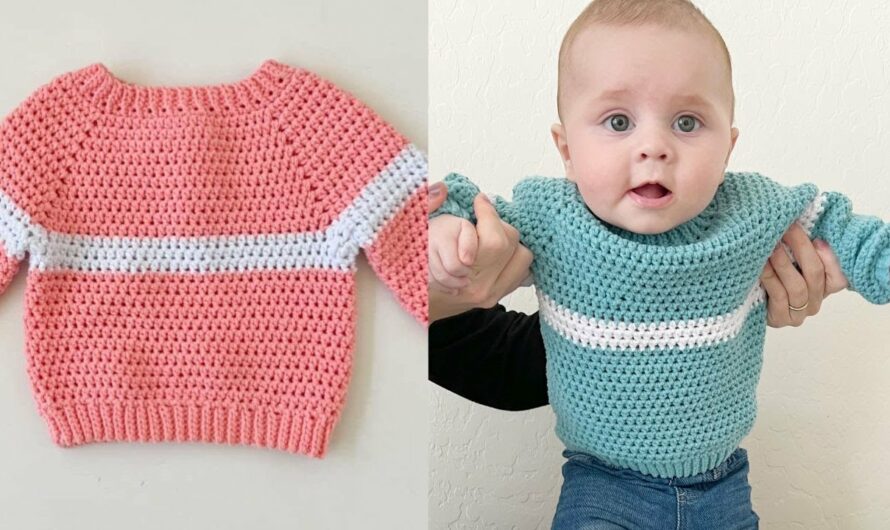 How to Make a Simple Crochet Stripe Pullover Sweater 🧶