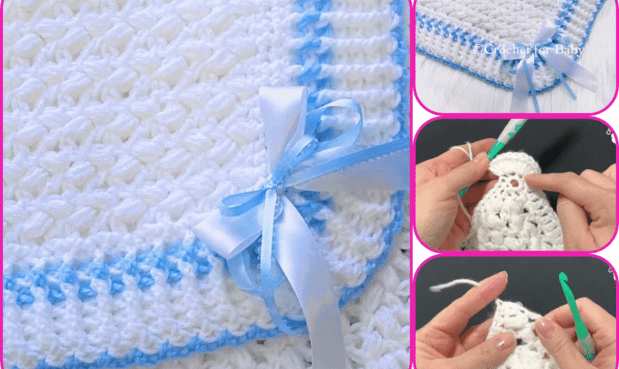  How to Make an Easy Crochet Baby Blanket with Bean Stitch Pattern & Beautiful Border