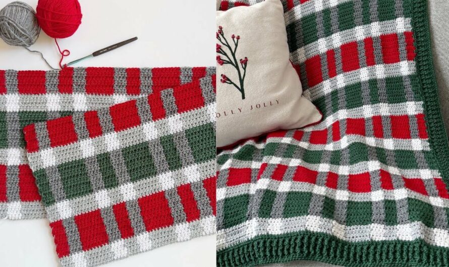 How to Crochet the Christmas Plaid Throw