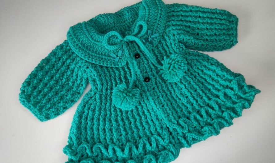 How to crochet a “Ruffle coat” for a baby 0-12 months sizes