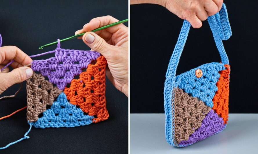 How to Crochet a 4-Coloured Granny Square Bag