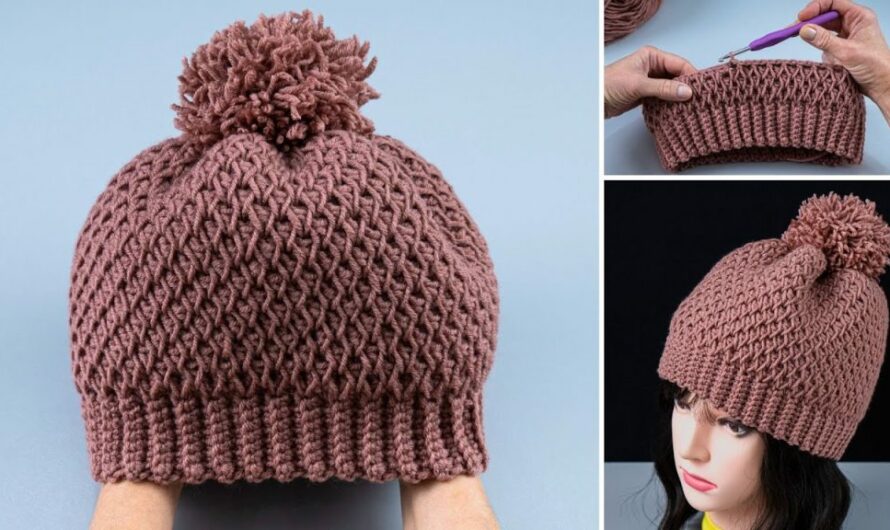 How to Make a Crochet Hat with Honeycomb Stitch Pattern (EASY!)