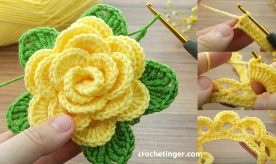 How To Crochet A Very Easy Rose Flower Motif Making for Beginners – Free Pattern